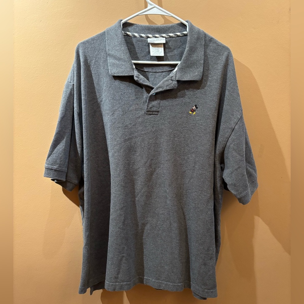 Walt Disney World Mickey Mouse Embroidered Grey Polo Shirt Size XL